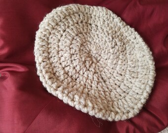 CROCHET Ivory Beret-Tan Hat