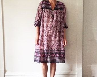 Vintage Metallic India Cotton Gauze Tunic Dress