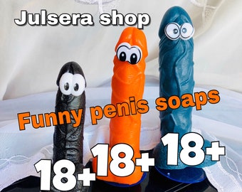 Funny Penis soap with suction cup. Penis with eyes. 3 sizes. Huge penis. Any color. Willy. Bachelorette party dick, funny gift, bride to be