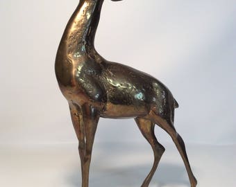 Large Vintage Brass Deer