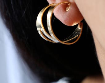 Wide Hoop Gold Earrings - Gold Hoop Earrings