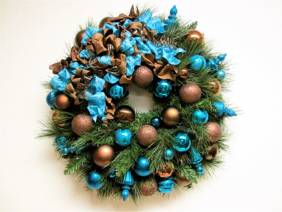 Items similar to Christmas Wreath Bronze, Brown and ...