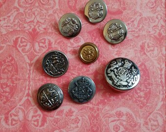 Variety of vintage metal buttons.