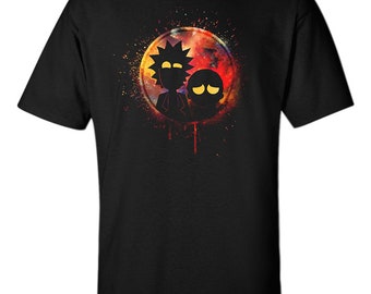 Rick and Morty T-Shirt Cartoon Comic Funny Gift Psychedelic Dimension Unisex Black Men Tee S-XXL