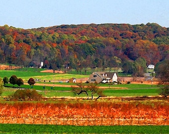 Scenic Pennsylvania Amish Autumn Landscape 12x18 Limited Edition Print