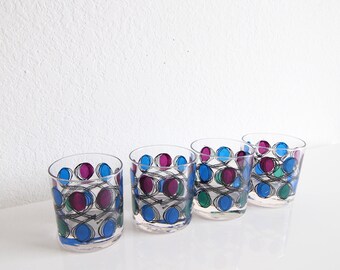 VINTAGE Mid Century Barware Glasses Old Fashioned 1960s Set of 4 Berta