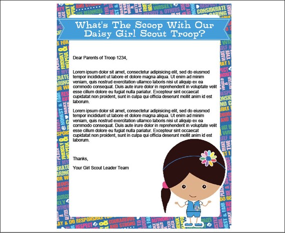 letterhead page template 2 word Download Letterhead Instant Printable Daisy Girl Scout