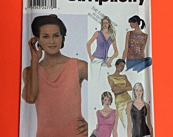 TOPS, Summer knit/jersey tops, Size 6-8-10-12, Bust 30 1/2" to 34", also available in size 14-16-18-20. Simplicity 9626. Partial cut.