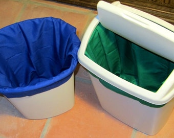Wastebasket Liners - Cloth Trash Can Liners for Cloth Napkins or Reusable Paper Towels - Set of Two - pick your colors