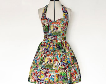 Marvel dress-comic book, superhero, avengers, Womens halterneck
