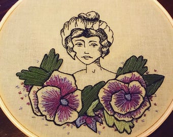 Gibson Girl Floral Embroidery