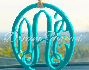 Acrylic Monogram Rear view Car Mirror Tag, car monogram, acrylic monogram (made to order)
