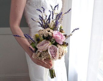 Bohemian Wedding Bouquet - Rose and Lavender Wedding Bouquet