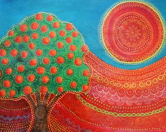 Orange Tree Sun, Original painting.