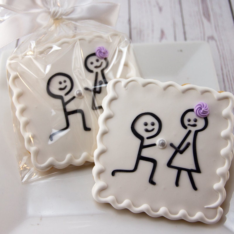 Engagement Cookies Wedding Cookies Stick Figure 12 SWEETEST REGARDS! These delightful sugar cookies are baked fresh to order for you in our commercial kitchen