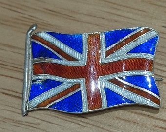Vintage sterling silver and enamel union Jack flag