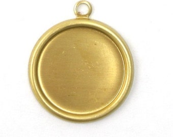 Rolled Edge Raw Brass Stampings 15mm Round Setting 1 Loop (6) FI150