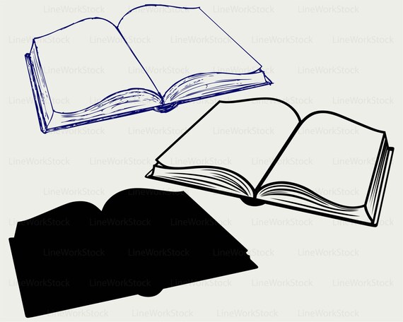 Download Open book svg/book clipart/book svg/open book silhouette/book