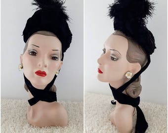 Antique victorienne | Chapeau de deuil victorien | Chapeau antique | Chapeau victorien |