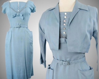 Vintage 1950s Dress | 50s Dress | Blue Dress | Wiggle Dress | 1950s Vintage Dress | 50s Blue Dress | Rockabilly Dress |
