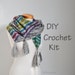 DIY Crochet Kit, Crochet shawl kit, ARROW, yarn and pattern