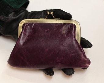 Large Miriam Purple Kiss Clip Leather
