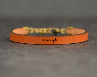 i am enough jewelry | leather bracelet | mental health awareness jewelry | encouragement bracelet | inspirational | recovery jewelry