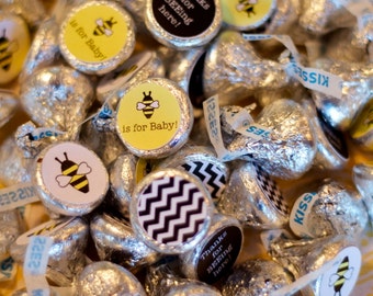 88 Hershey Kiss Labels - Stickers for Candy Kisses - Bee Gender Reveal Party