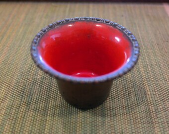 Nekrassoff Red Enameled Copper Miniature Bowl