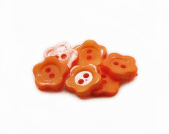 12mm Orange Flower Buttons, Acrylic Buttons, Orange Buttons, Acrylic Buttons, Baby Buttons, Sewing Buttons, DIY Buttons