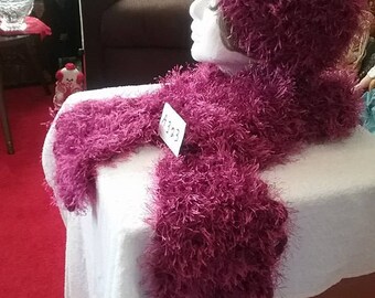Pink Rose Soft Fuzzy Scarf and Hat Set