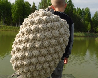 Knitted pillow, Floor pillow, rustic home decor, handwoven pillow, bobble sheep pillow, designer pillow, folding pillow, gift
