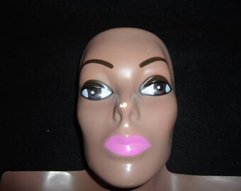 Five (5) #PFF2005D Dark-Skin Tone Irregular MANNEQUIN HEAD Form Face masks with MAKEUP and Painted face