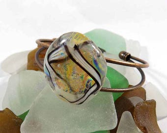 Dichroic Fused Glass Bracelet, Cuff Bracelet, Copper, Brass, Bronze