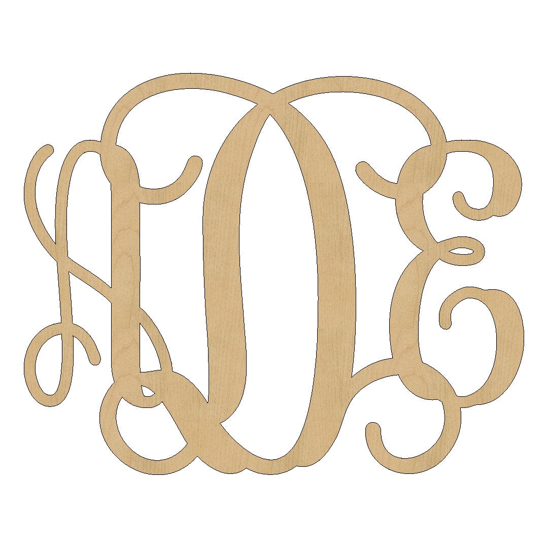 Unfinished Wooden Monogram Wood Monogram Door Hanger Wall