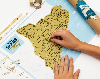 Scratch off Travel Map of Catalonia / Gold version