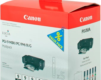 Multipack pigmented ink gunmetal black (MBK) / Cyan / Magenta / red / green / 5 cartridges Pgi-9: MBK + Pc + Pm + R + G PIXMA PRO9500