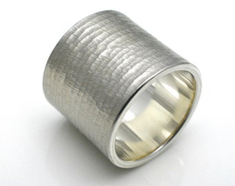 BANDRING/structure ring made of 925 silver, 20 mm wide