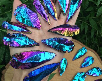 Rainbow Aura, Rainbow Aura Arrowhead, Aura Arrowhead, Aura Obsidian, Obsidian Arrowhead, Arrowhead Necklace, Arrowhead Pendant, Arrowhead