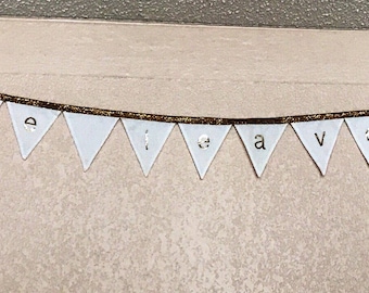 Please leave by 9 bunting banner