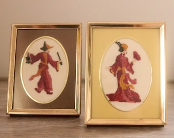 Two Japanese Style Petit Point Pictures