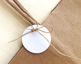 30 Mini Circle Tags, Price Tags, 1 Inch, White, Gift Tags, Party Favor Tags, Small, Weddings, Showers