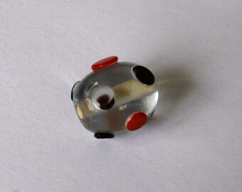 Lampwork bead in black and Red transparent glass