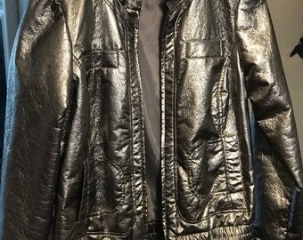 Vintage 80s Jacket, Vintage Glam Jacket, Silver Jacket, Vintage Bomber Jacket, Candies jacket, Members only Jacket