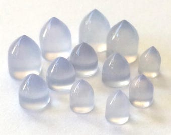 Gemstone Cabochon Blue Chalcedony 5mm Bullet FOR ONE