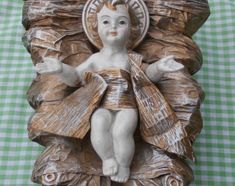 Vintage Baby Jesus Nativity Scene Figure Large Paper Mache or Similar Material Made in Japan Figurine Christmas Decor