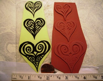 3 cute hearts like eraser carvings rubber stamp un-mounted scrapbooking rubber stamping