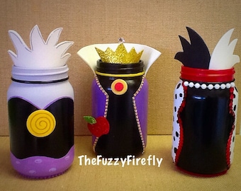 Original Villain Inspired Mason jar Centerpiece,Villain Decor,Villain Party,Descendants party,Villain Shower,Ursula,Evil Queen,Maleficent