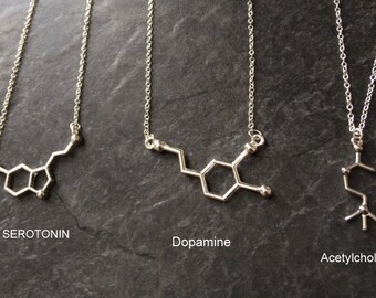 Serotonin Necklace, Molecule Necklace, Dopamine Necklace, Acetylcholine Necklace, Mothers Day Gift