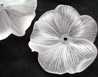 1 Piece 25mm Frost White Hibiscus Flower Lucite Flower Beads Plastic Flower Beads